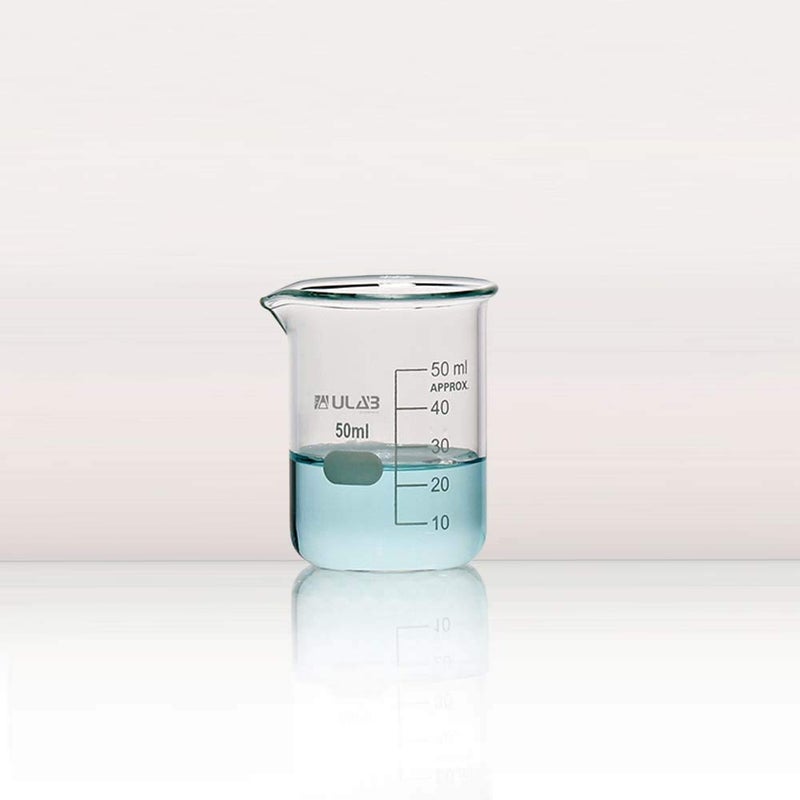 ULAB Scientific Glass Beakers Shot Glass, Vol. 50ml, 3.3 Borosilicate Griffin Low Form with Printed Graduation, Pack of 12, UBG1013 - Image 3